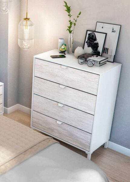 Kommode Como Soho 4 Schubladen weiß Artik altholz 78x40x94 cm
