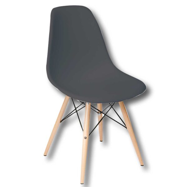 Stuhl Standy Wood – Polypropylen und Buche, Modernes Design, Schwarz