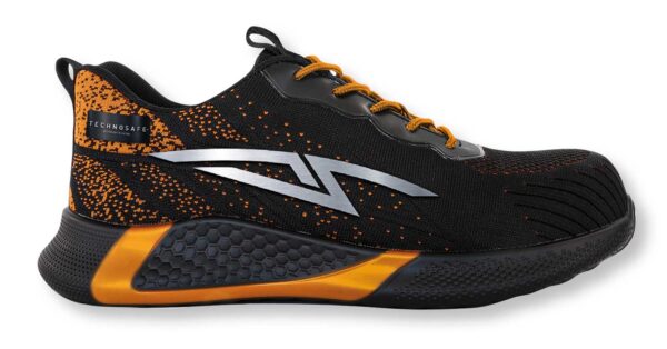 Sicherheitsschuh S3 Neon Schwarz/Orange – Metallfrei, atmungsaktiv und strapazierfähig