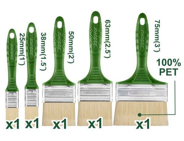 Set mit 5 Pinseln aus 100 % PET-Blondborsten – Kunststoffgriff