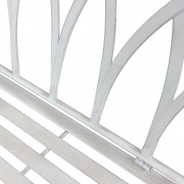 Panca da giardino Annette in acciaio verniciato a polvere bianco antico - Dimensioni: cm 128 x 40 x 93 h