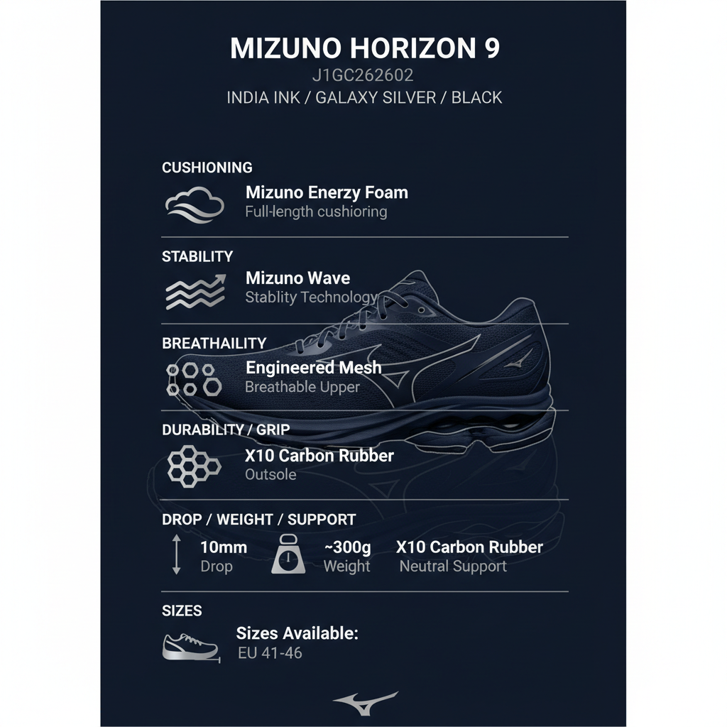 Mizuno Horizon 9 Scarpa Running Uomo Blu Notte - J1GC262602