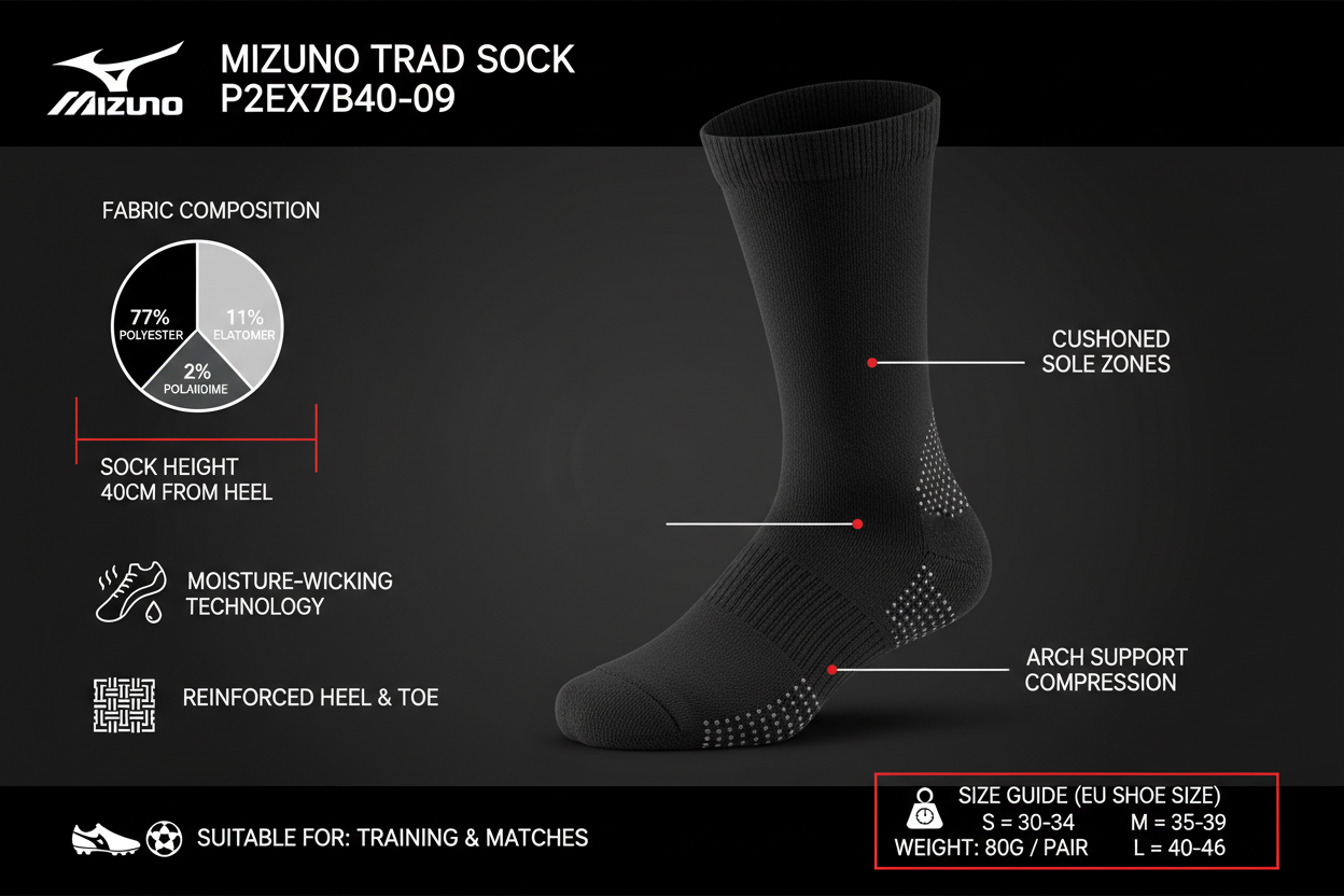 Mizuno calza da calcio Trad Sock P2EX7B40-09 nero