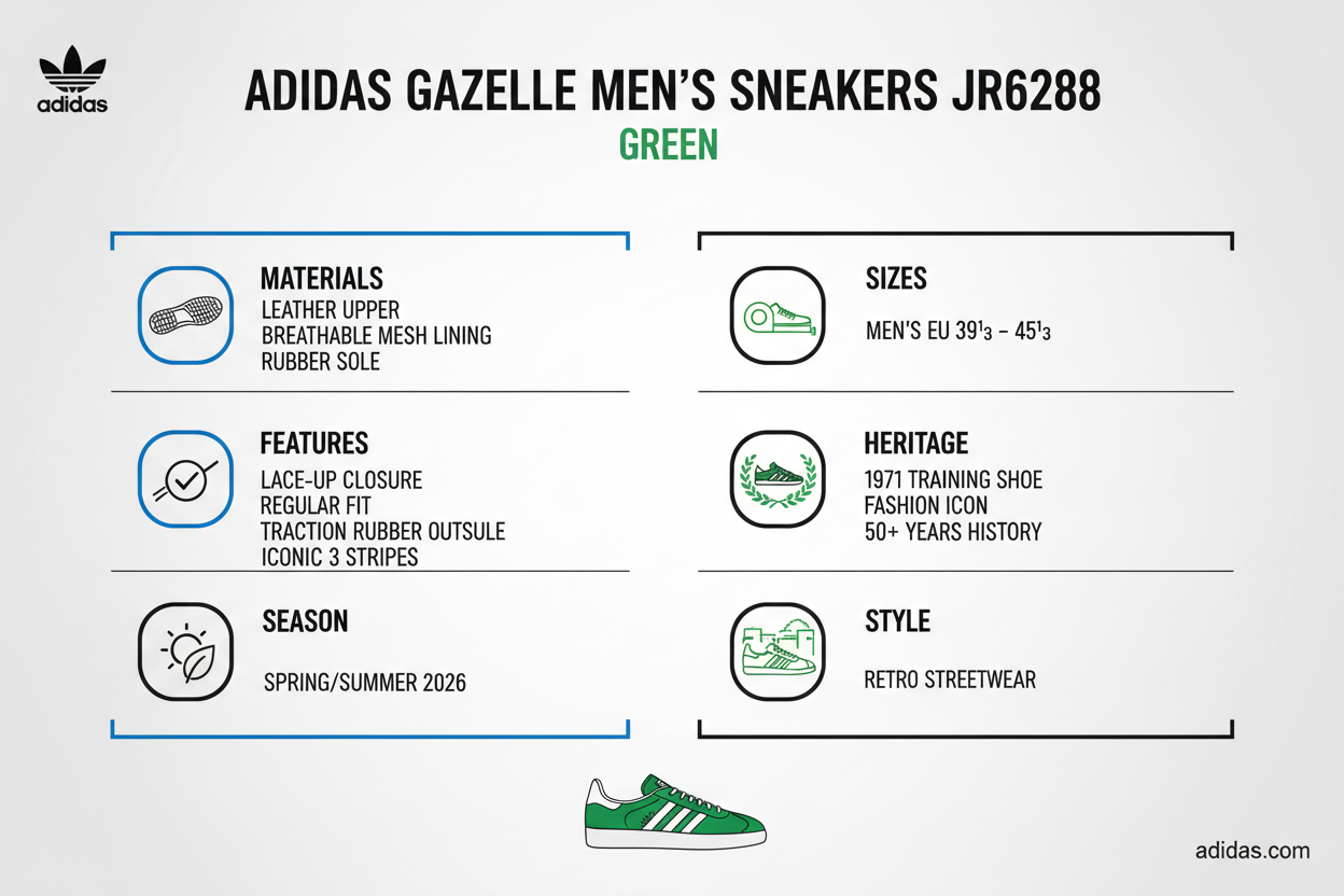 Adidas Gazelle JR6288 Verde Uomo
