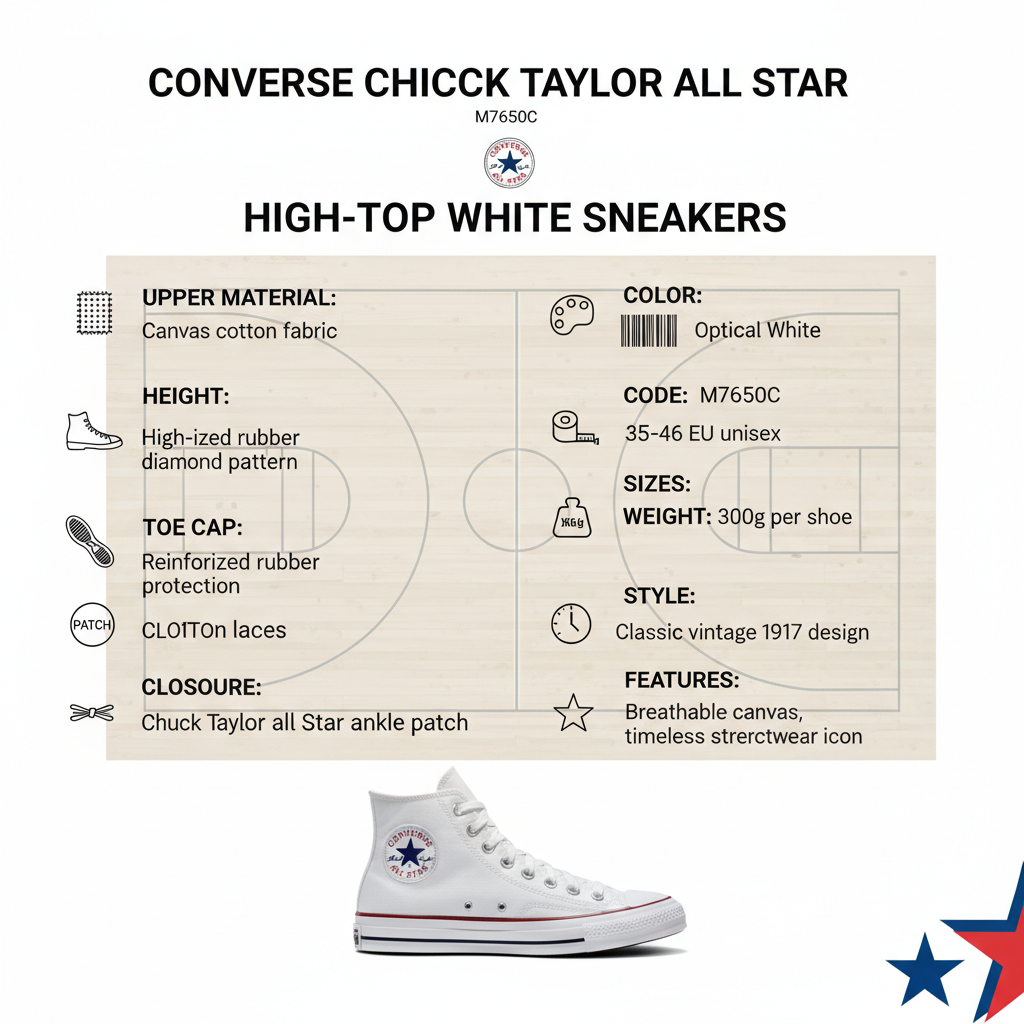 Converse All Star Chuck Taylor Classic Unisex Tela M7650C | Sneakers alta bianca