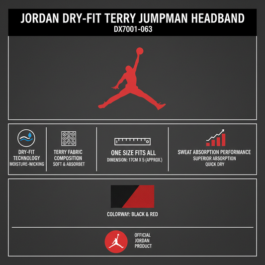 Jordan fascia tergisudore Dry-Fit Terry Jumpman DX7001-063 nero rosso taglia unica