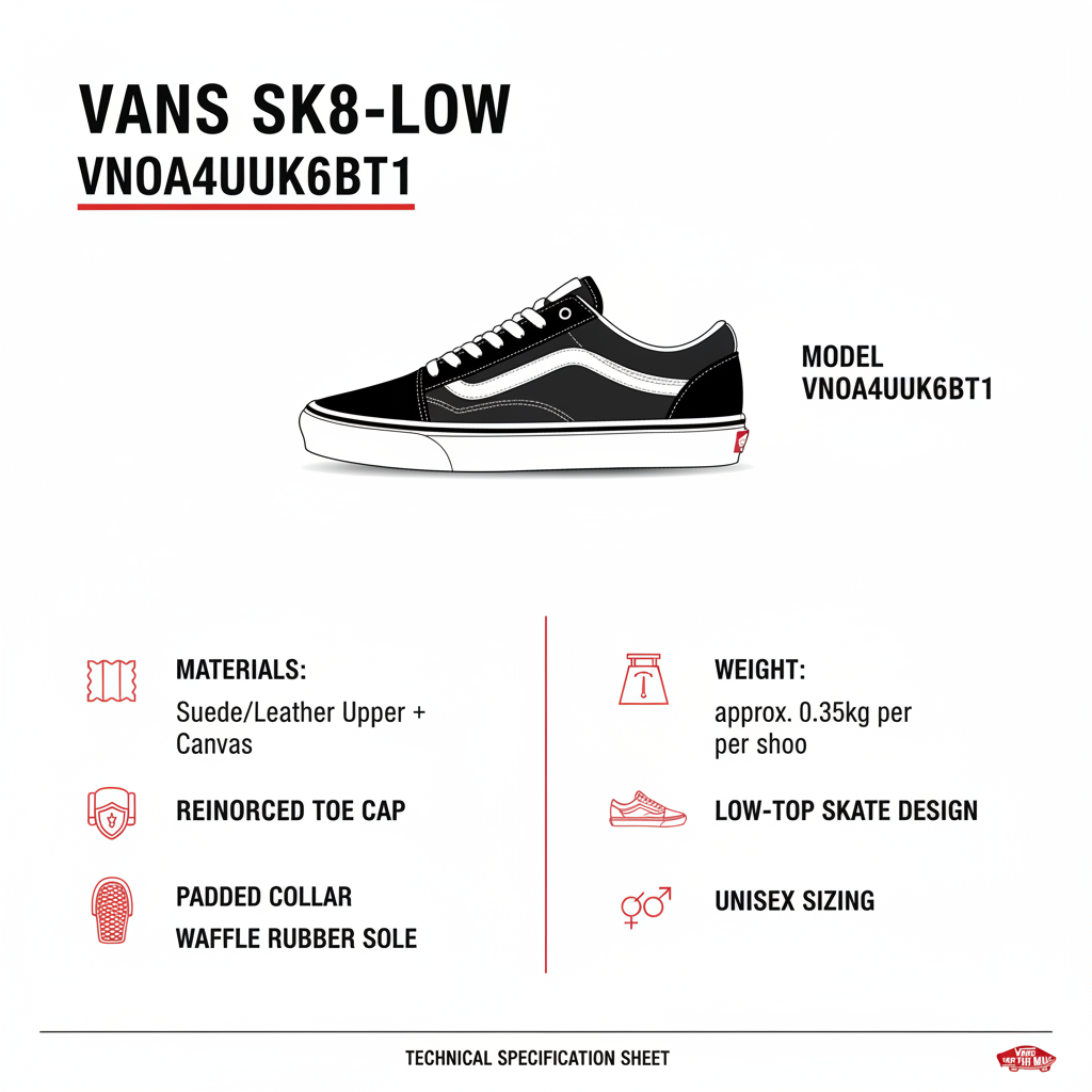 Vans scarpa sneakers bassa unisex Sk8-Low VN0A4UUK6BT1 nero-bianco