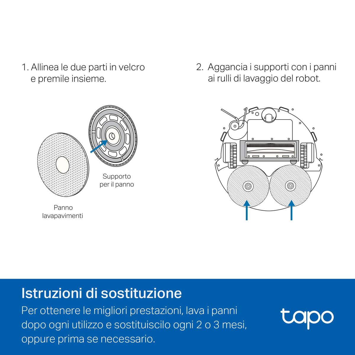 Tapo RVA310 Panni Lavabili Robot Aspirapolvere RV50, 6pz