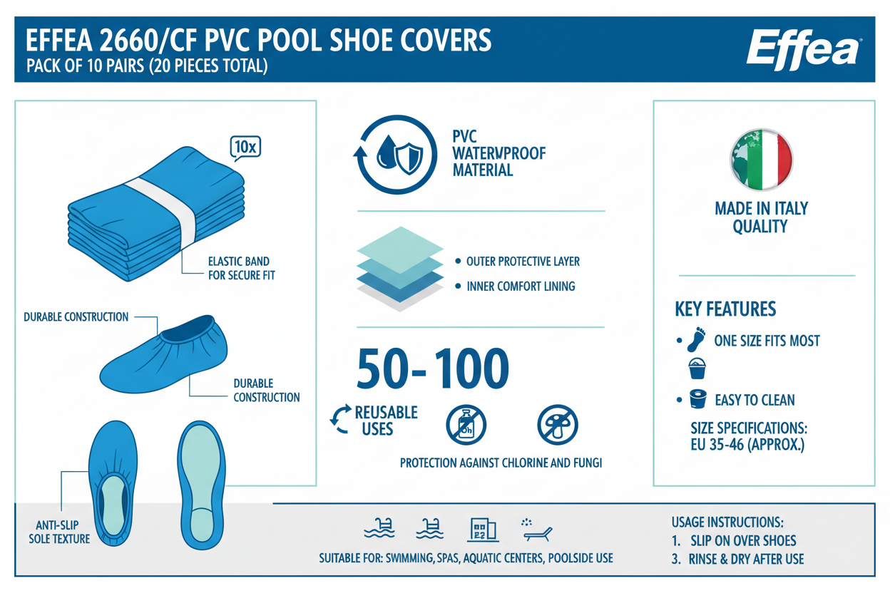 Effea Copriscarpe PVC Piscina 2660/CF Confezione 10 Paia Blu