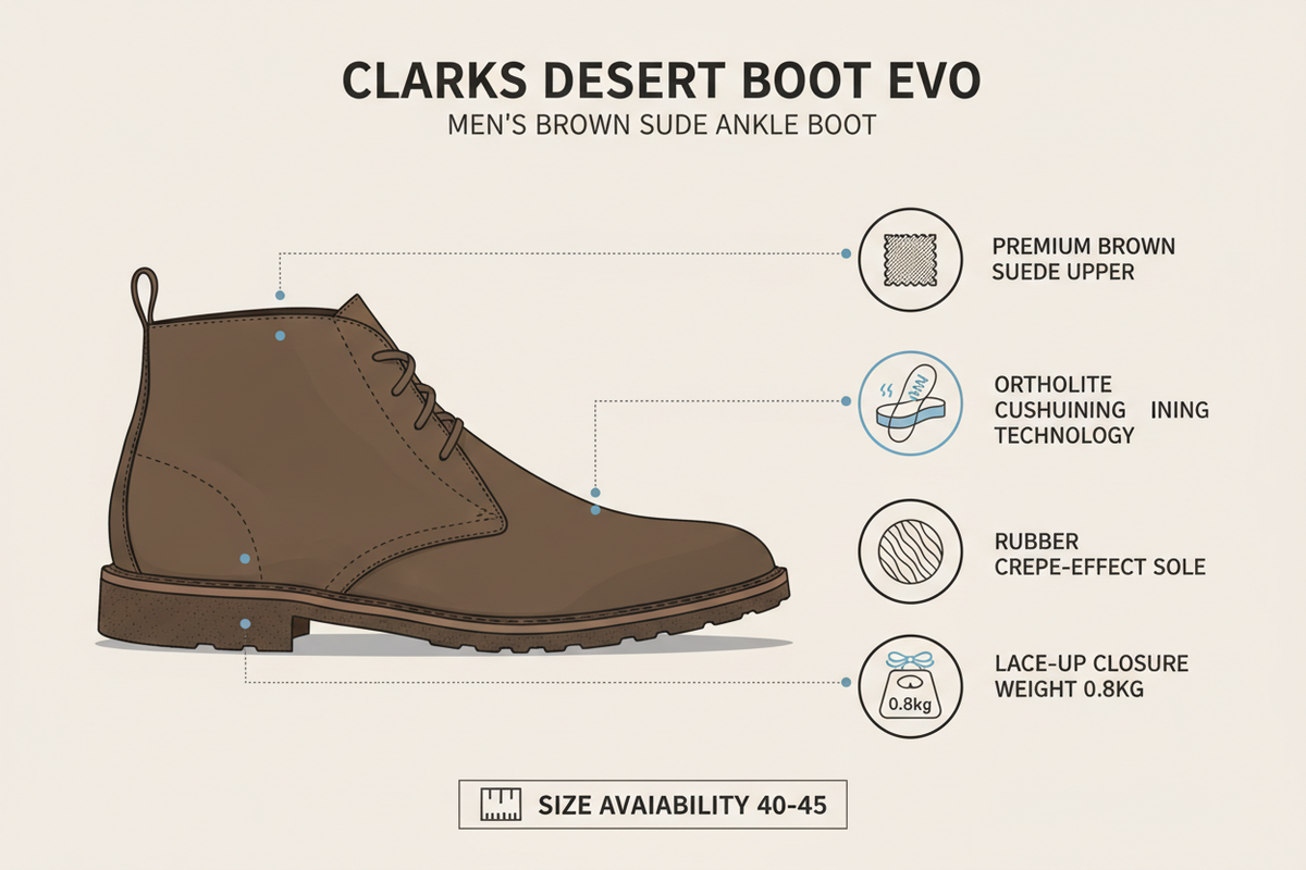 Clarks Desert Boot Evo Uomo Marrone - Stivaletto Polacchino Camoscio