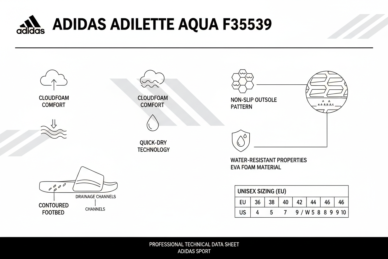 Adidas Ciabatta Piscina Mare Adilette Aqua F35539 Bianco Nero