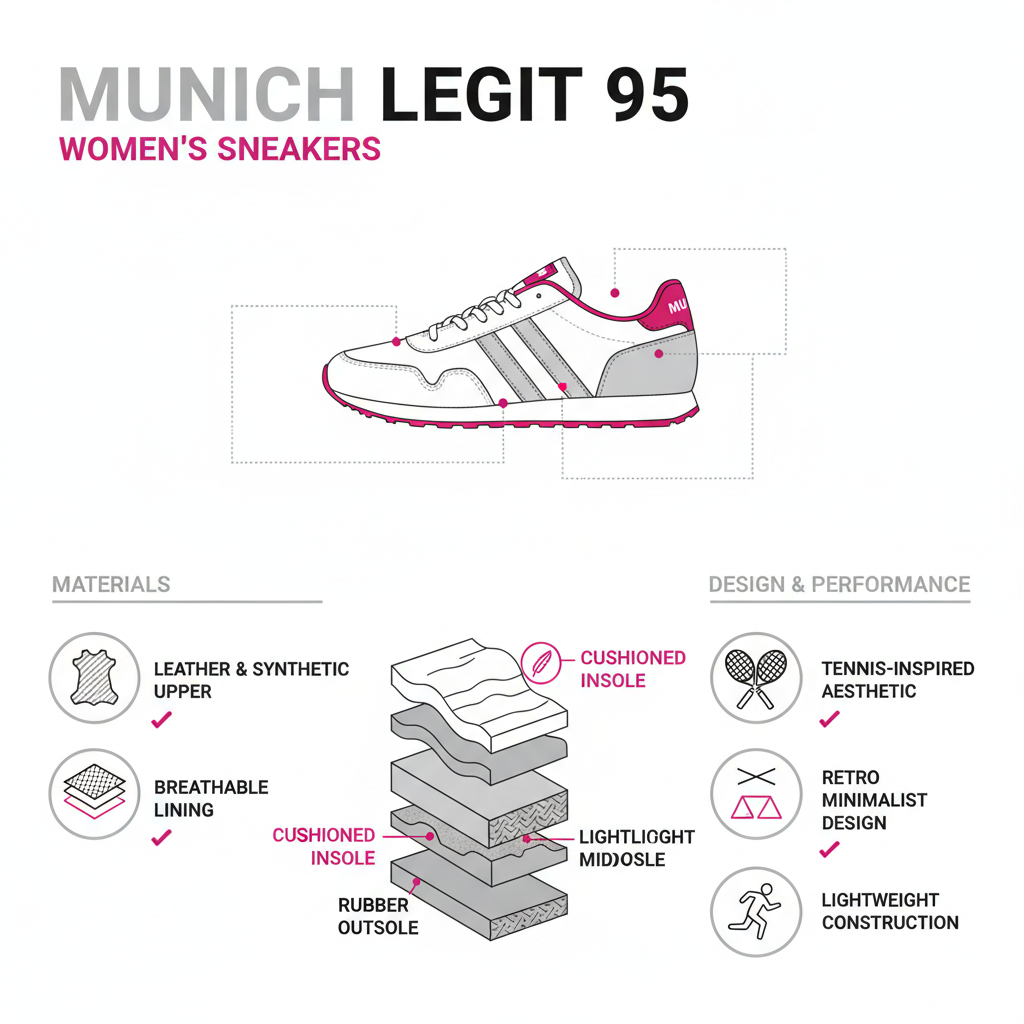Munich Sneaker Legit 95 8908095 Bianco Argento Fucsia Donna
