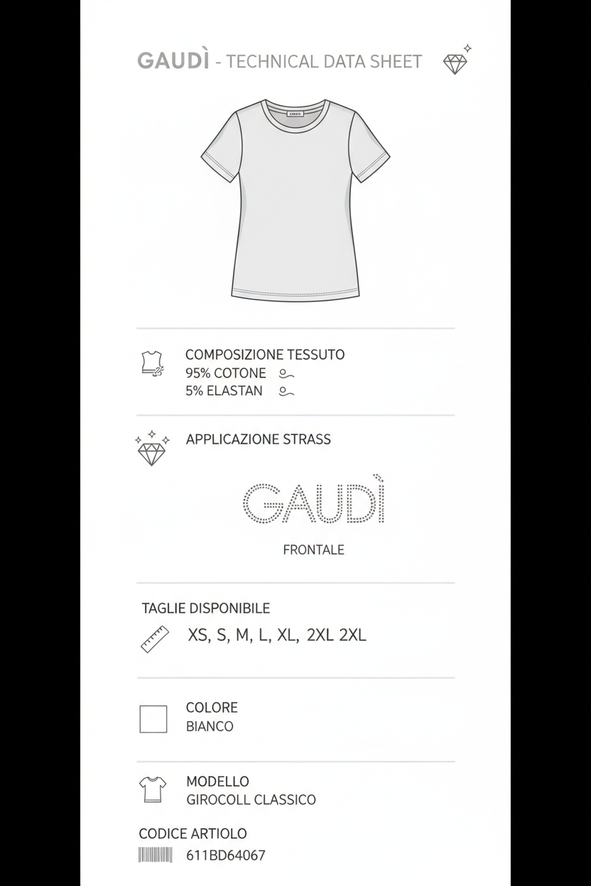Gaudi Women's Rhinestone Crew Neck T-shirt 611BD64067 White