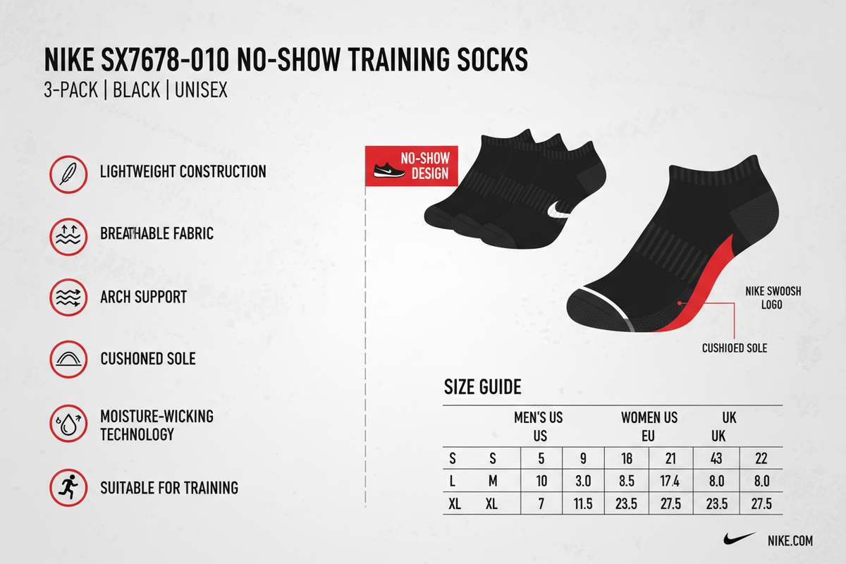 Nike Calze Fantasmini Training SX7678-010 Nero | Set 3 Paia