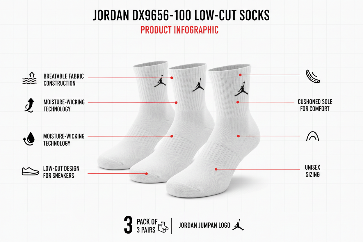 Jordan confezione da 3 paia di calze basse unisex DX9656-100 bianco