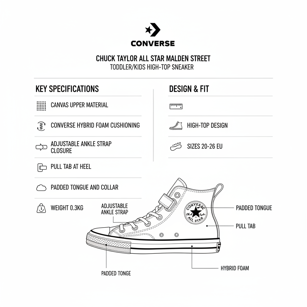 Converse Chuck Taylor All Star Malden Street A04825C Bianco Sneakers Alte Bimbo