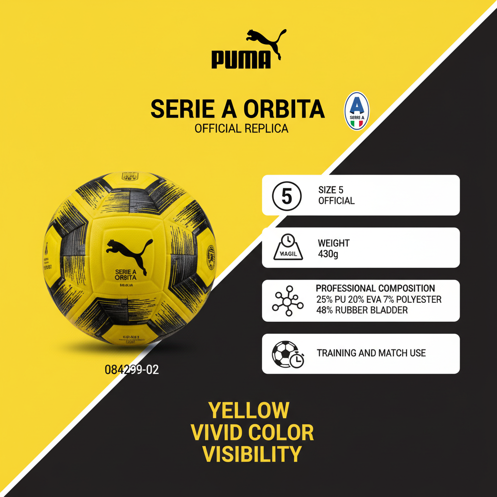 Pallone Calcio Puma Serie A Orbita Giallo Misura 5