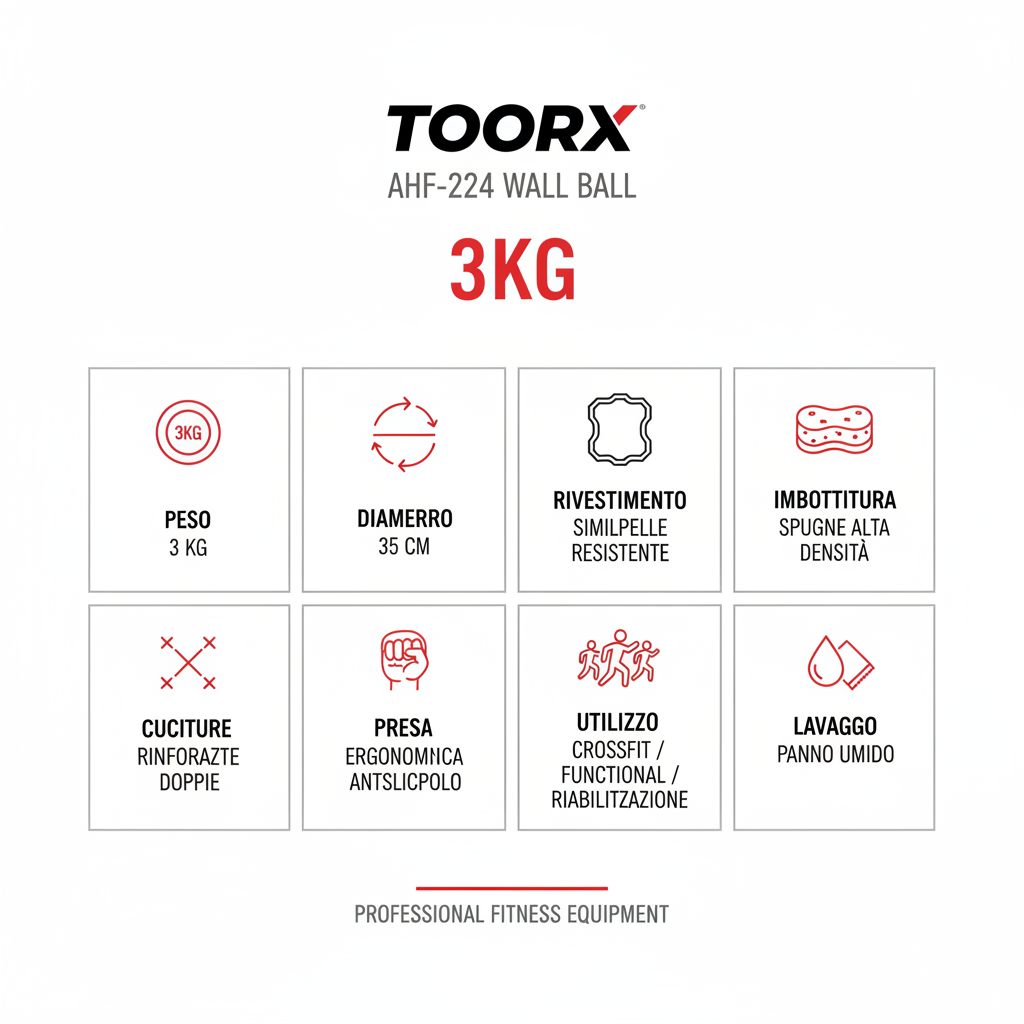 Toorx Wall Ball AHF-224 3kg Ø35cm Nero Grigio