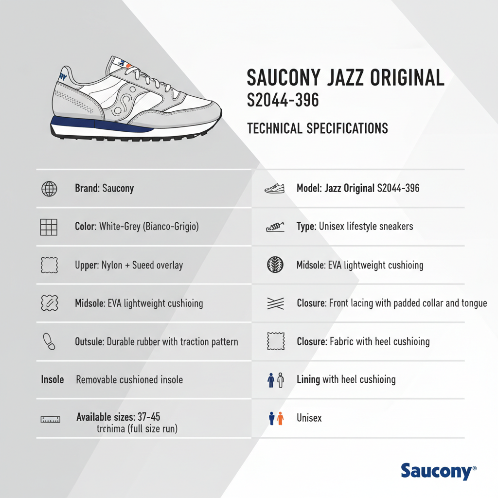 Saucony Jazz Original Sneakers Lifestyle Unisex Bianco Grigio - S2044-396