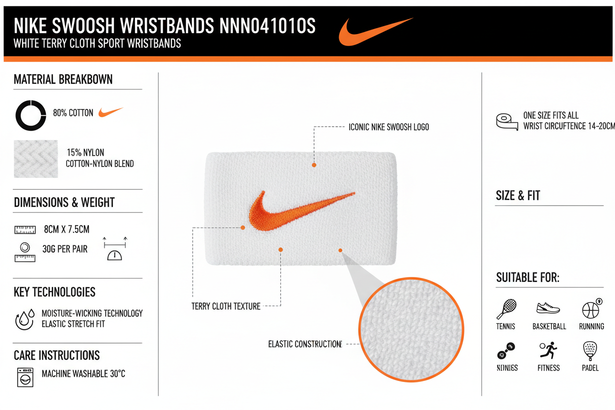 Nike Swoosh Wristbands NNN04101OS 101 | Polsini Tergisudore Bianchi