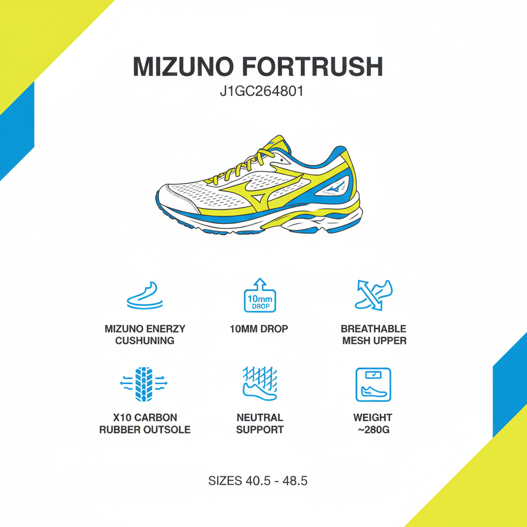 Mizuno Men's Running Shoe Fortrush White Yellow Blue - J1GC264801