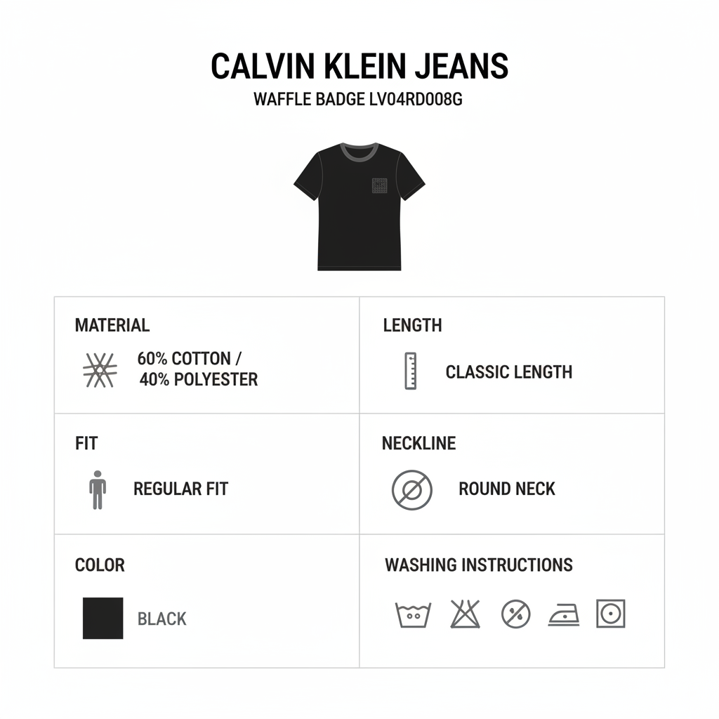 Calvin Klein Jeans T-shirt Waffle Badge LV04RD008G Nero Regular Fit