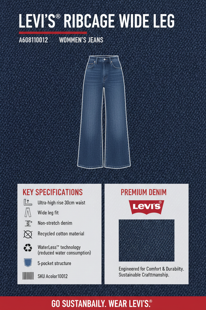 Levi's Ribcage Wide Leg Jeans Donna Blu A60810012