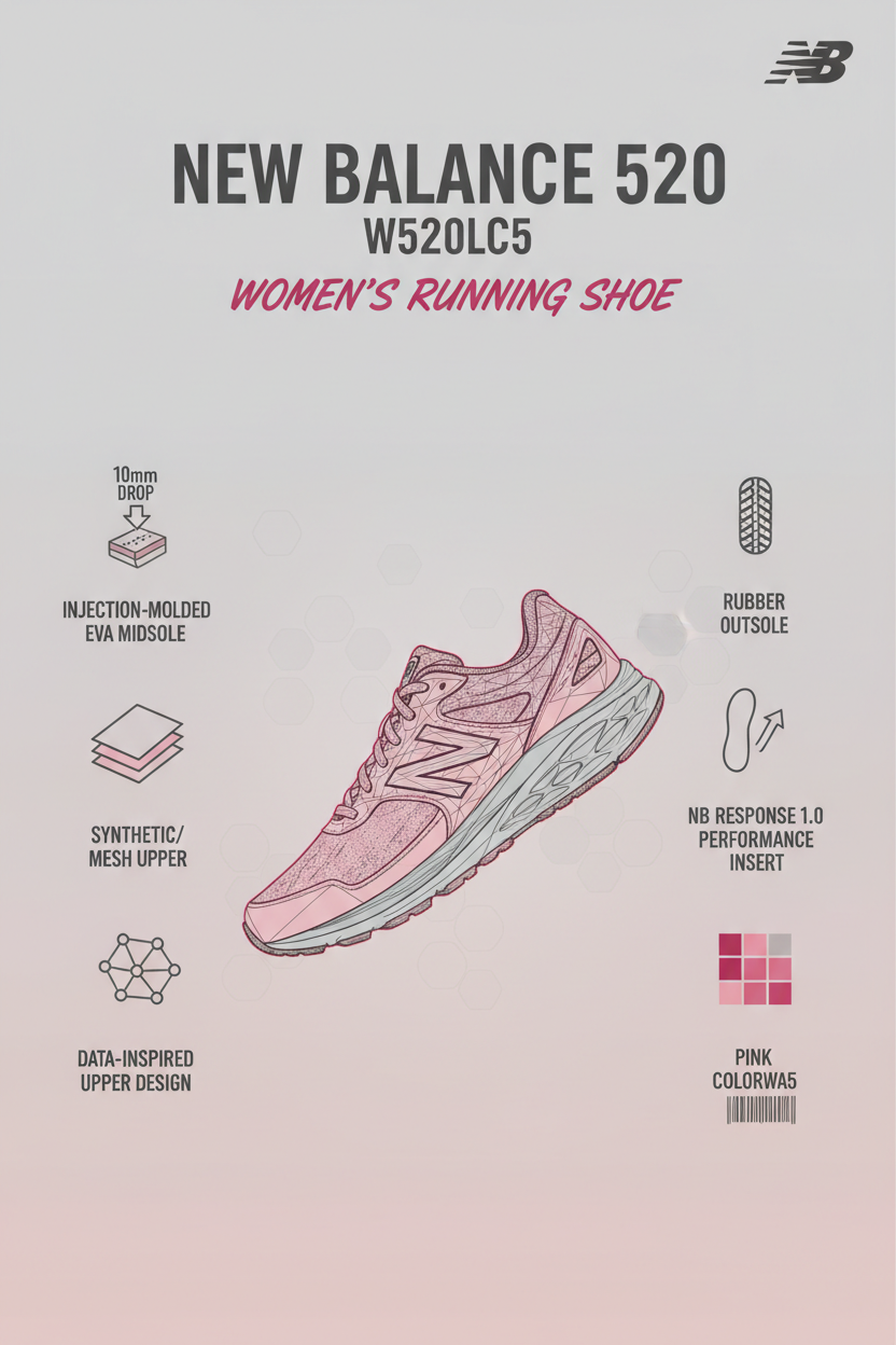 New Balance 520 W520LC5 Rosa Scarpe Running Donna