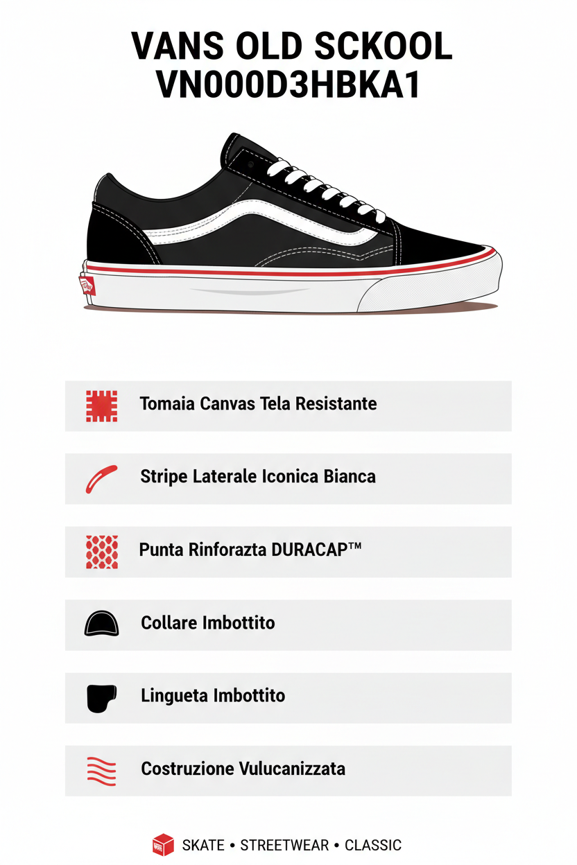 Vans Lifestyle Sneakers Old Skool Unisex Nera Total Black - VN000D3HBKA1