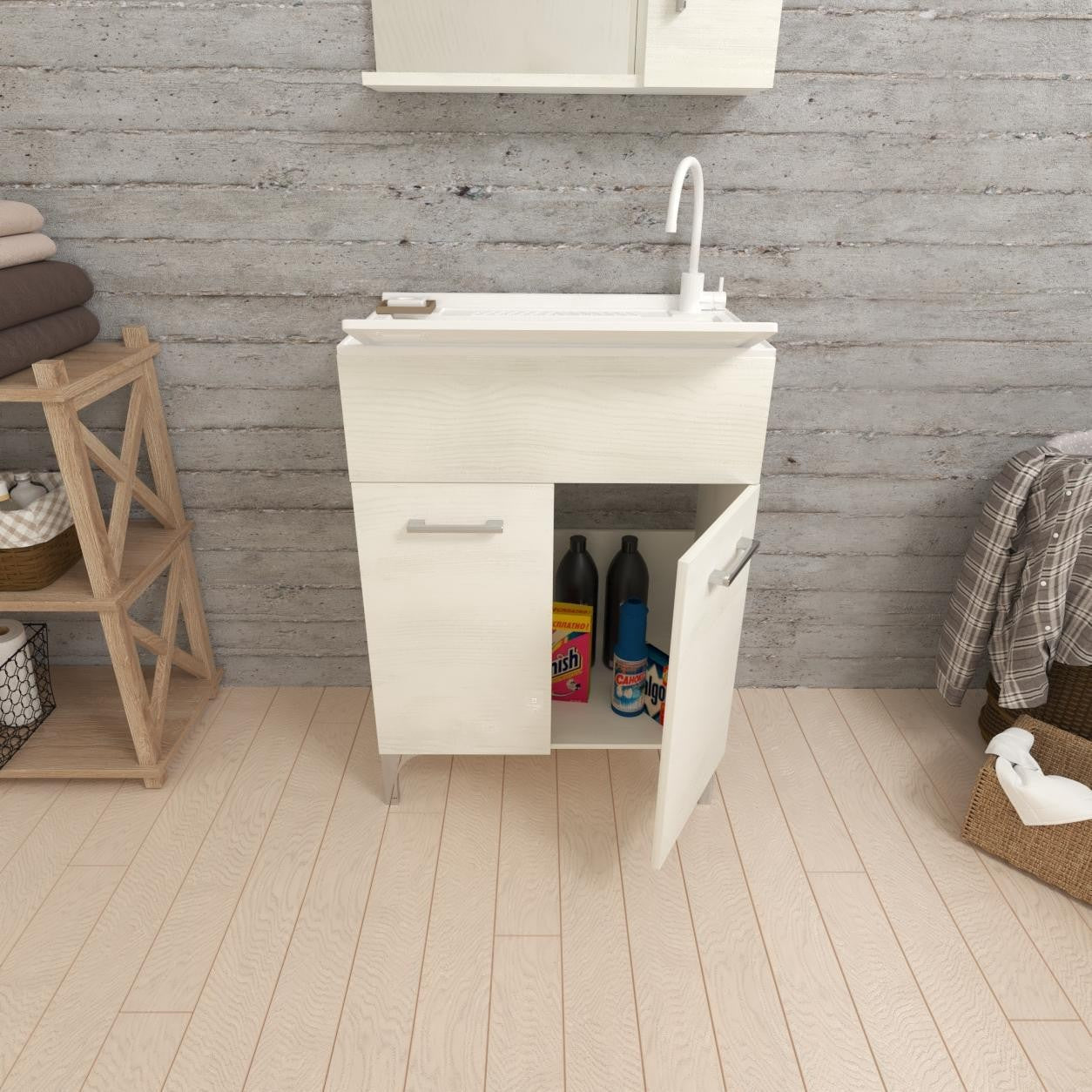 Lavatoio 2 ante da cm 60x50 colore rovere bianco