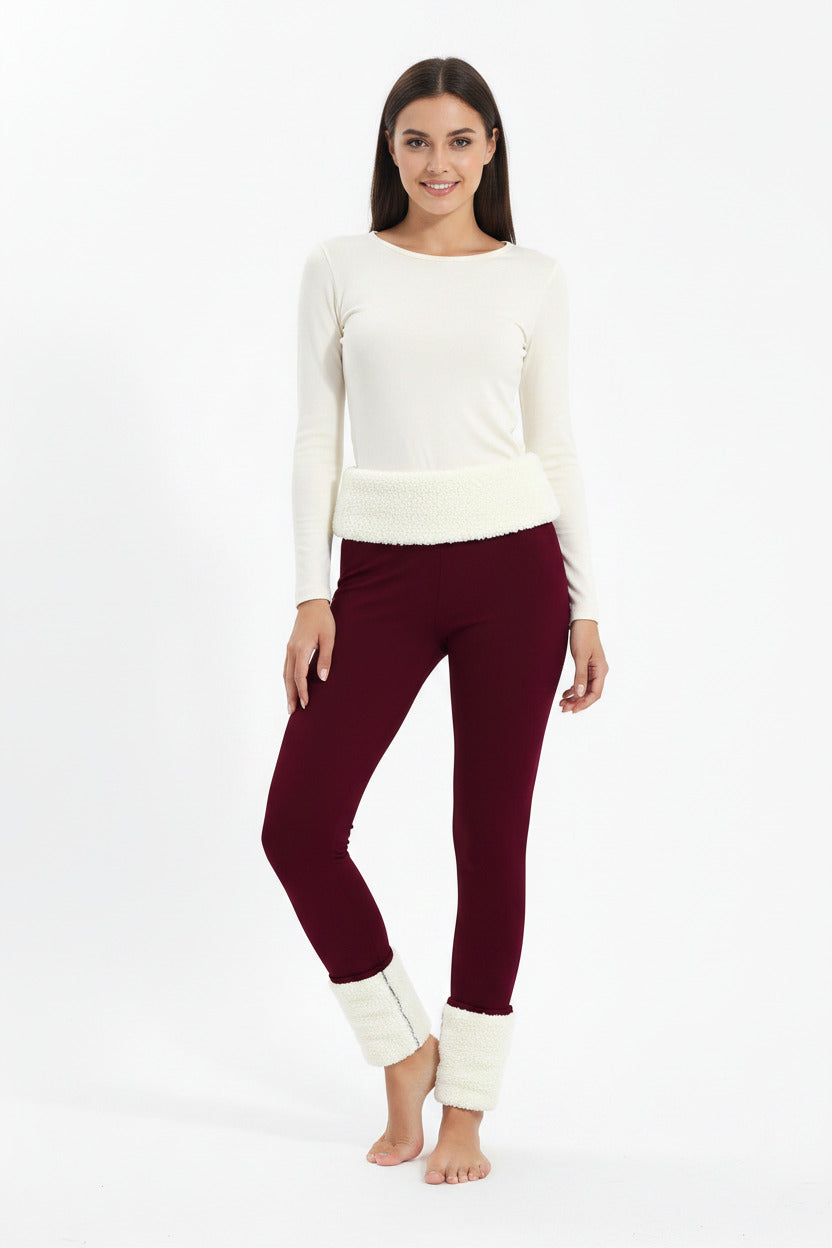 Pantaloni Termici donna in Lana di Agnello Elasticizzati – Leggings Invernali Caldi e Aderenti