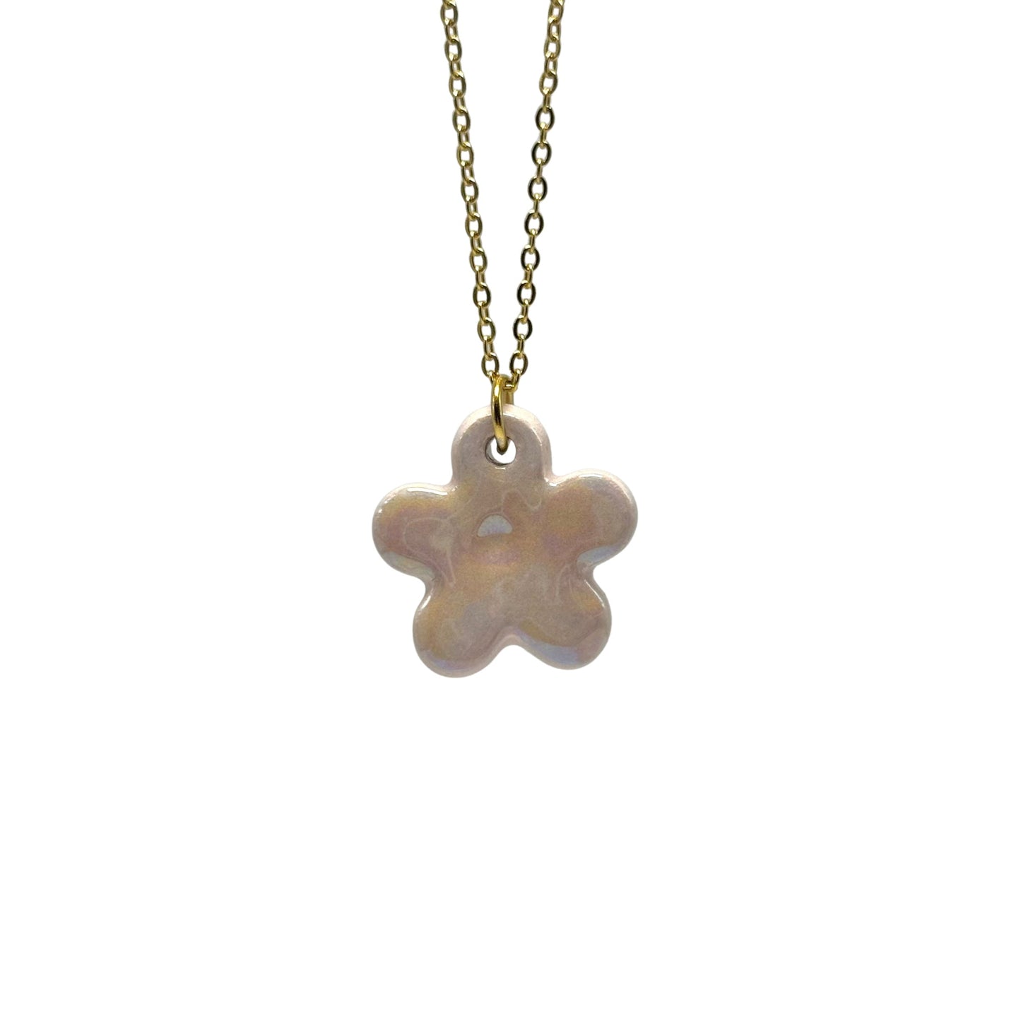 Lillium | Handcrafted pearl-pink floral ceramic necklace