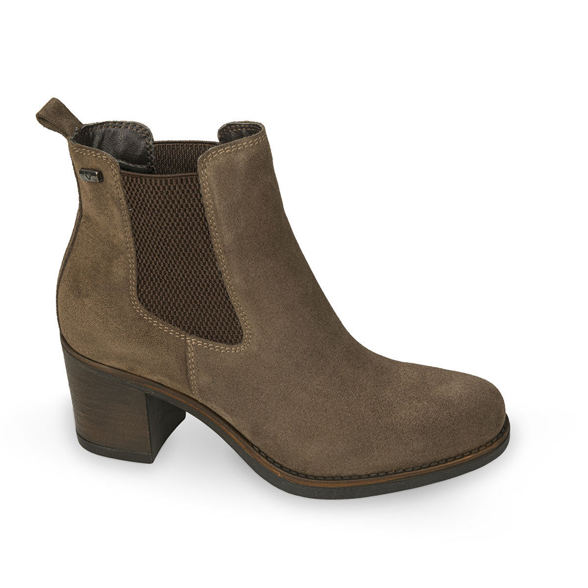 Wildleder-Ankle-Bootie in Taupe