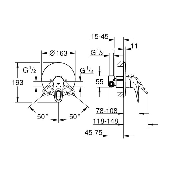 Miscelatore doccia Grohe mod. Eurostyle monocomando cromato