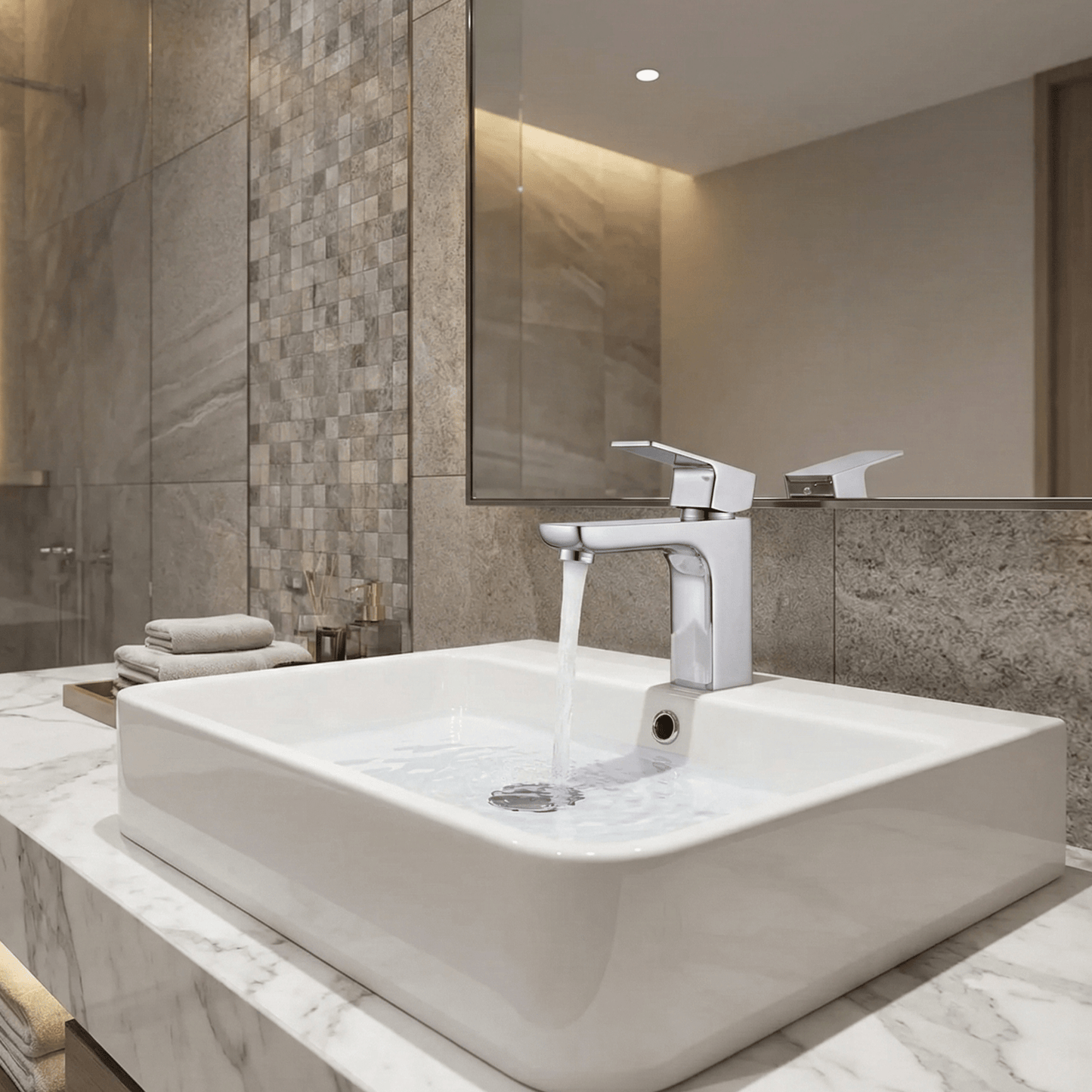 Miscelatore lavabo Monoforo serie ELEGANT con scarico automatico