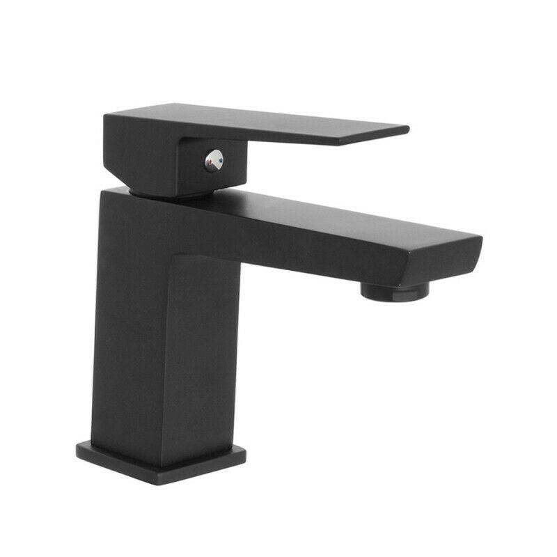Miscelatore per lavabo serie quatra in ottone nero opaco per piletta click clack