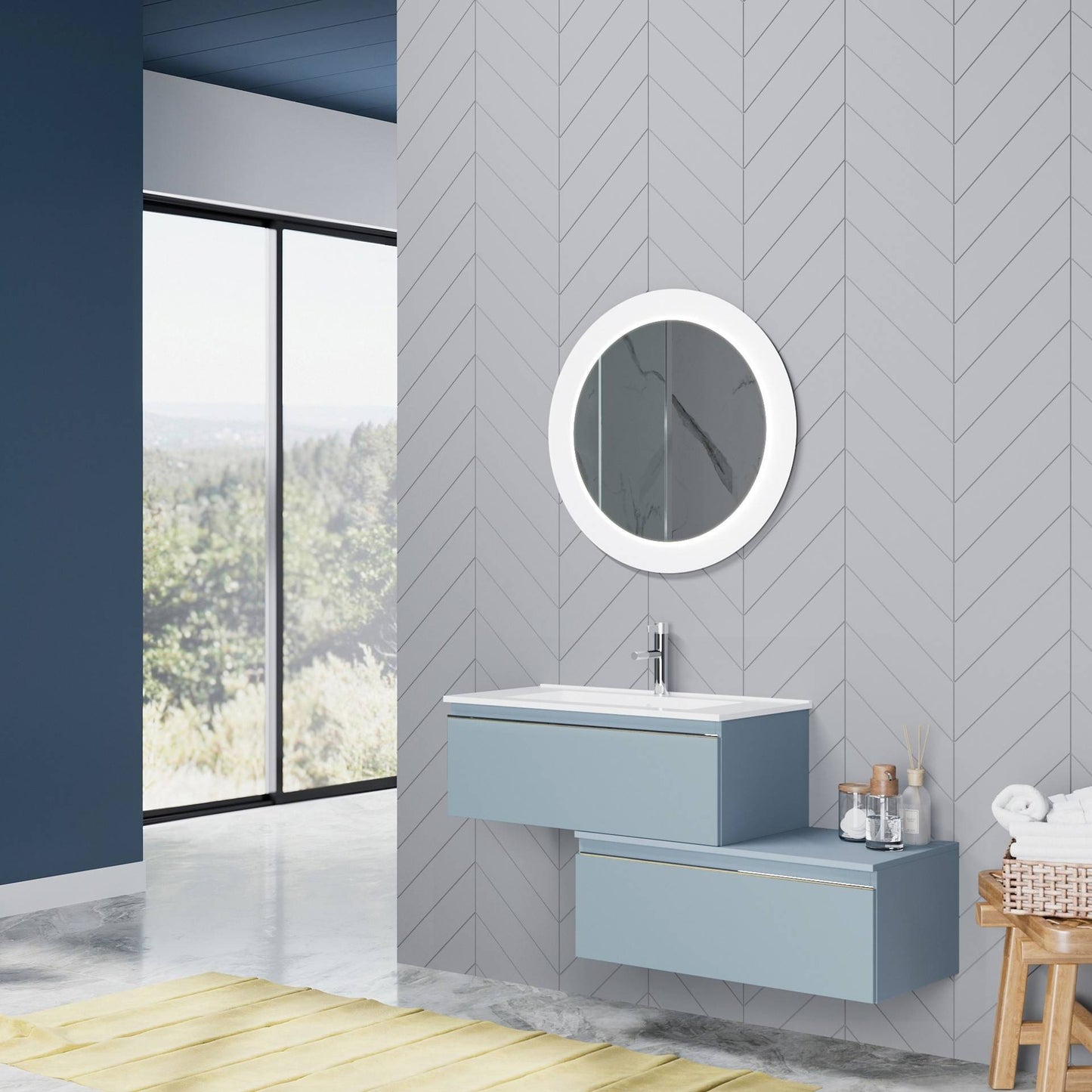 Mobile bagno sospeso da 81cm colore blu