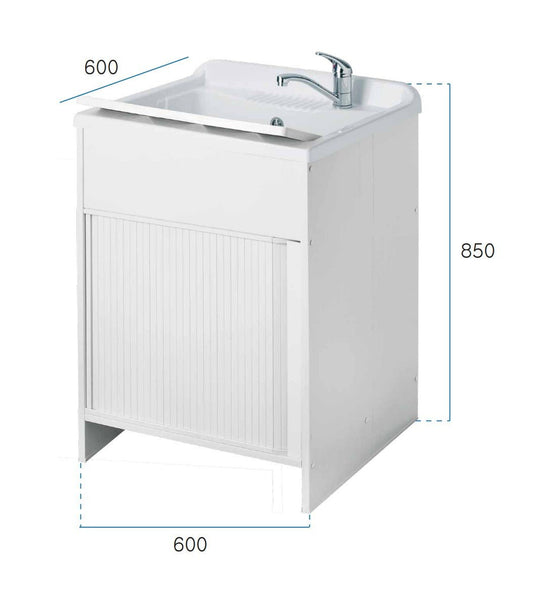 Mobile lavatoio a 1 anta in kit 60x60cm modello Esterni Roc , sportelli a serrandina, non occupa spazi superflui.