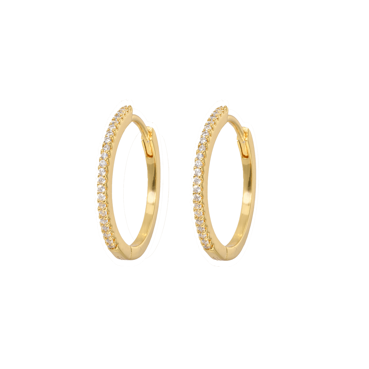 Large Slim Hoop Earrings with White Stones