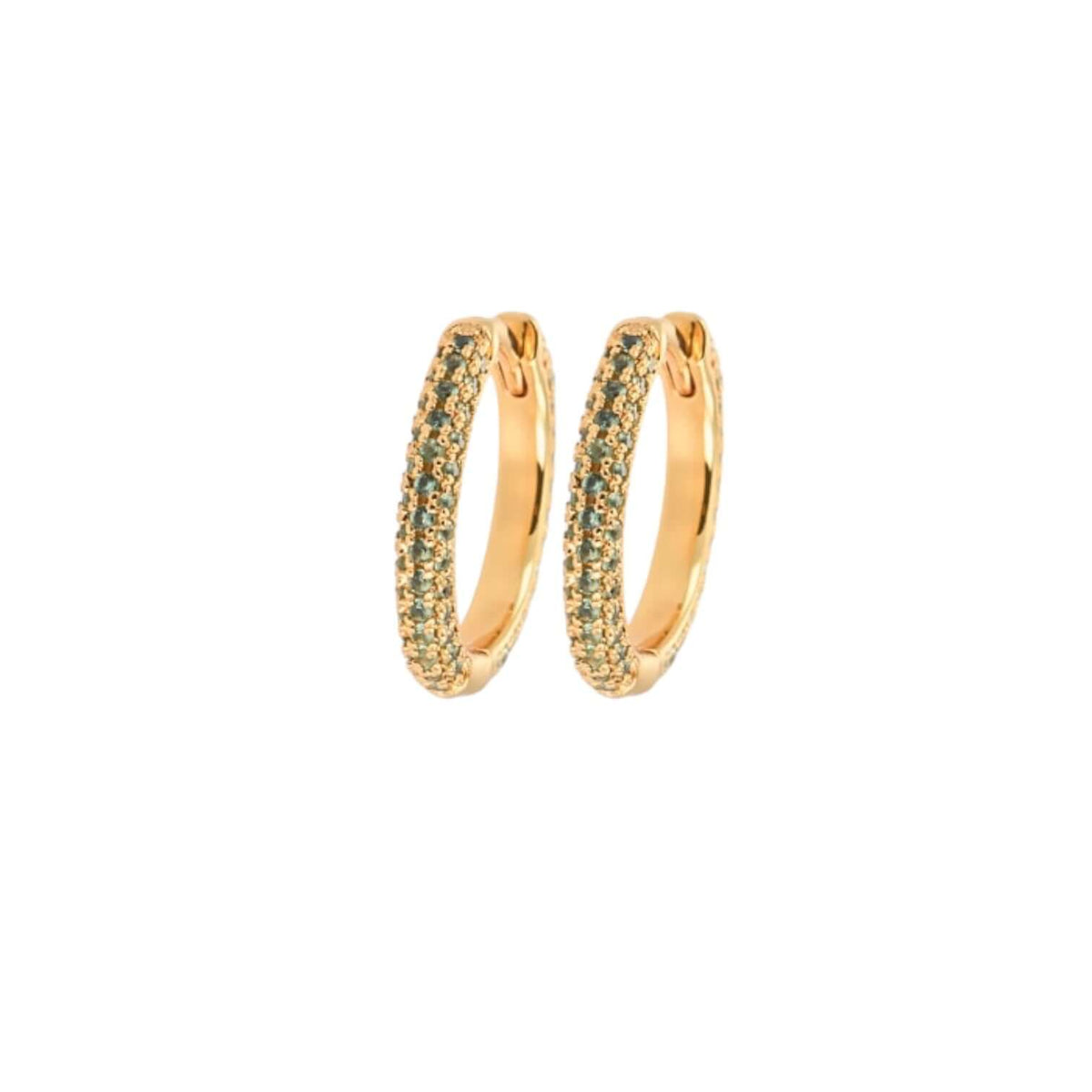 Medium Hoop Earrings with Mint Stone Coating