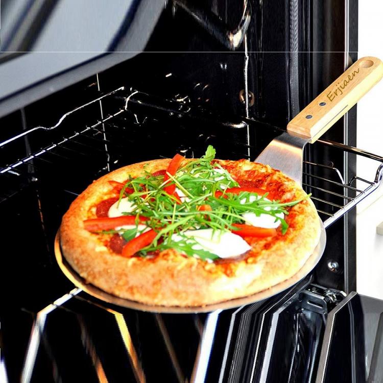 Pizzaschieber Holzgriff Rundschaufel Edelstahl Schaufel Ofen | Ø 20.5