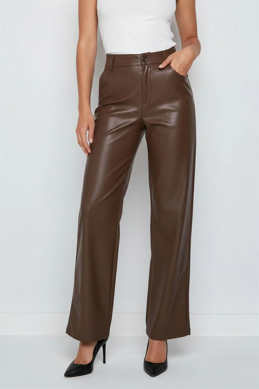 Pantaloni Pelle Donna Vita Alta Modellanti Leggings Ecopelle Invernali