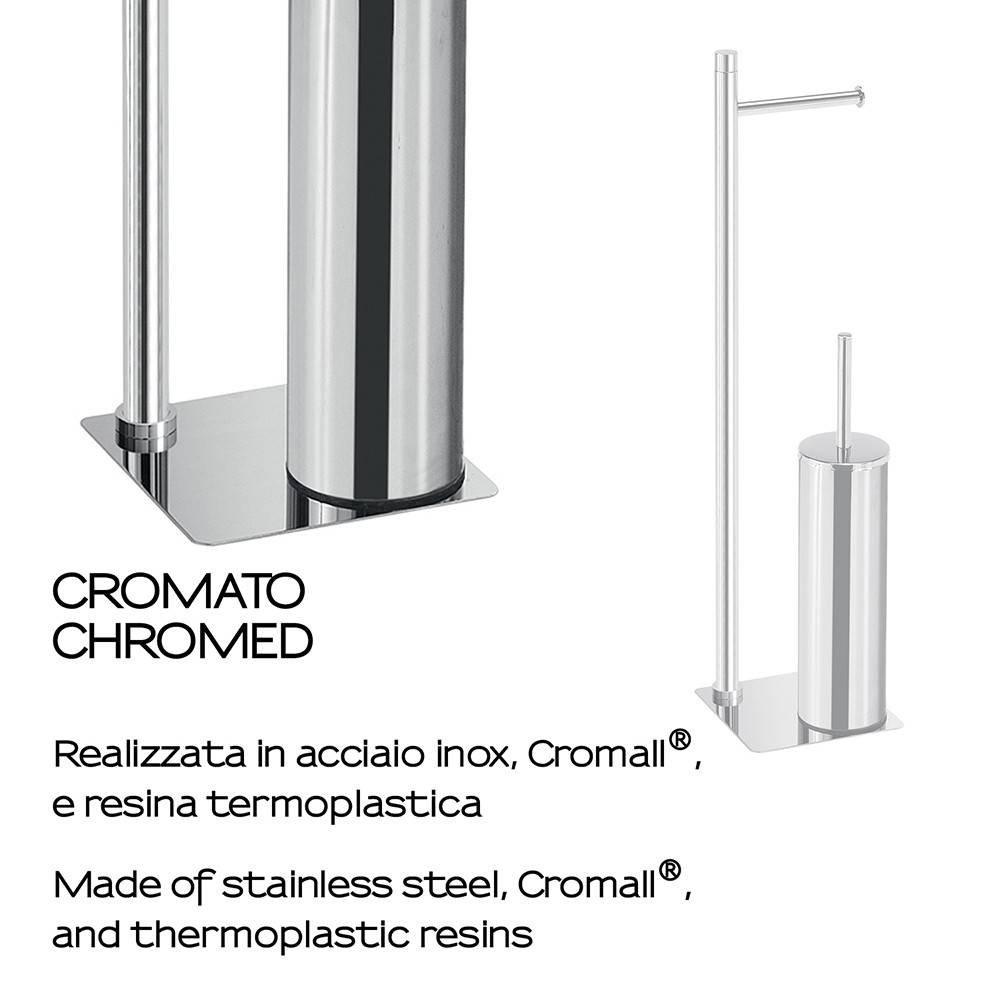 Piantana portarotolo e portascopino GEDY linea Trilly Cromato