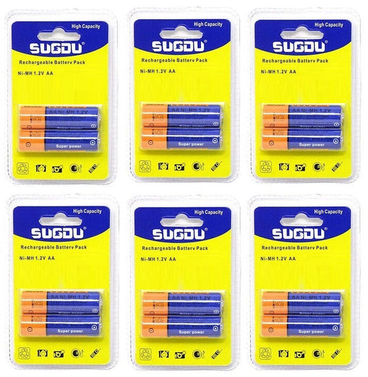 12 BATTERIE PILE STILO AA RICARICABILI UNIVERSALI Ni-MH 1.2V 5300mAh 6 BLISTER