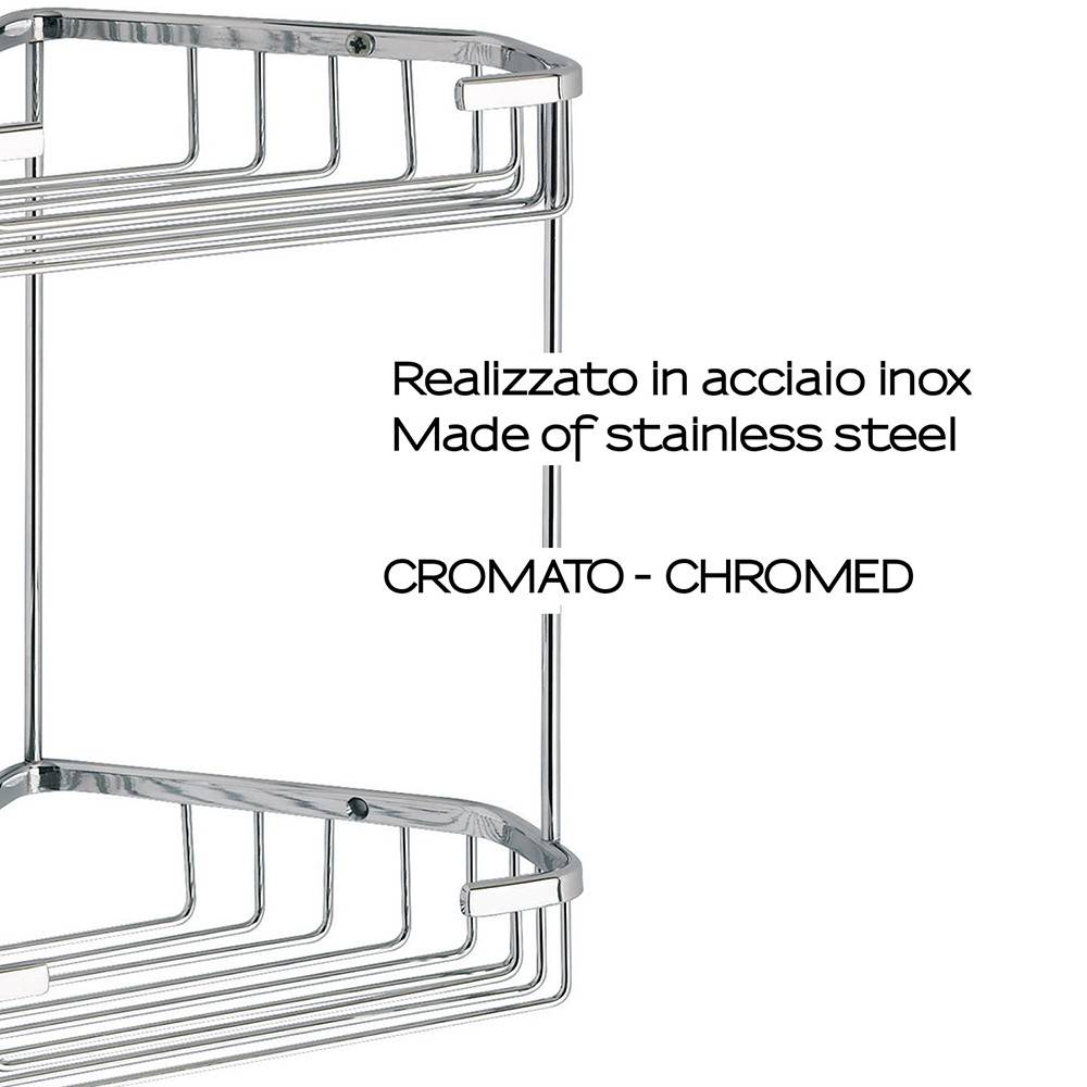 Portaoggetti doccia angolare 2 ripiani GEDY in filo Cromato