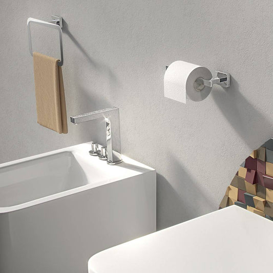 Portarotolo a muro Gedy in acciaio inox e cromall serie Atena