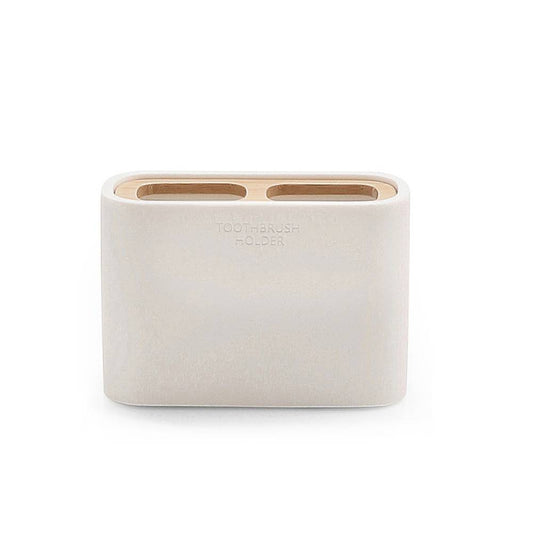 Portaspazzolini d' appoggio GEDY linea Ninfea in resina e legno colore Bianco Matt