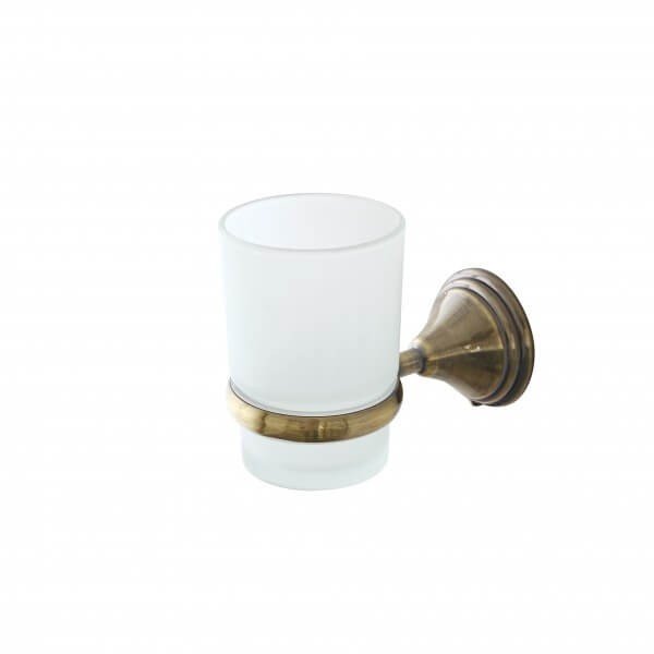 Portaspazzolino a muro in acciaio color bronzo, design elegante e pratico - Linea Athena