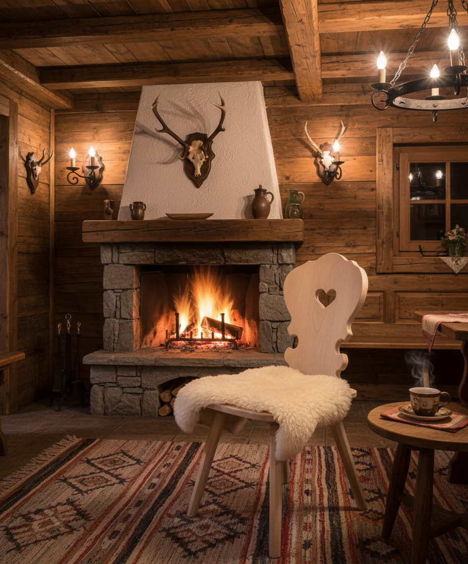 Stuhl im Tiroler Stil, Fichte natur