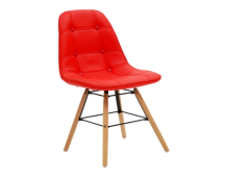 Stuhl aus rotem Kunstleder mit Knöpfen für Bar und Zuhause